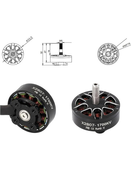 Motor Sin Escobillas DYS X2807 1700KV 4PCS para Drone FPV Motor Sin Escobillas DYS X2807 1700KV 4PCS para Drone FPV