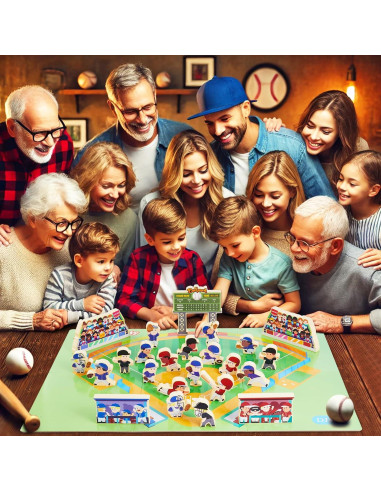 Juego de Bloques de Béisbol Toddy Woody - 16 Figuras de Madera
