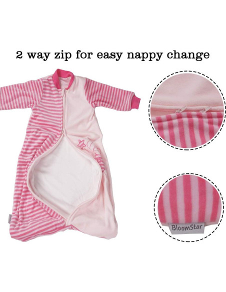 Saco de Sueño para Niños Pequeños BloomSTAR XL Rosa Algodón Saco de Sueño para Niños Pequeños BloomSTAR XL Rosa Algodón