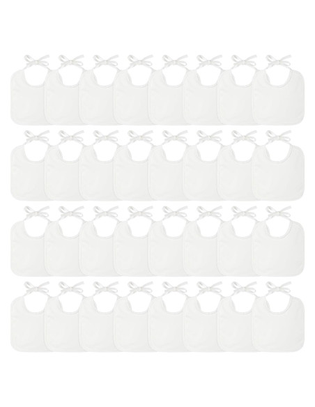 40 Baberos de Algodón Blanco Panitay para Bebés 18x18 cm 40 Baberos de Algodón Blanco Panitay para Bebés 18x18 cm