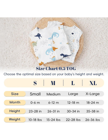 Saco de Dormir para Bebés PHF 0-6 Meses Dinosaurio 2 Piezas Saco de Dormir para Bebés PHF 0-6 Meses Dinosaurio 2 Piezas