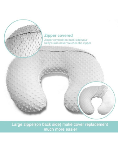 Funda de Almohada de Lactancia iEvolve Minky Beige y Blanco - 2 Unidades