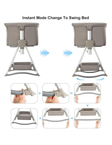 Cuna Lateral Plegable SteAnny SA8010 para Bebé 0-6M Caqui