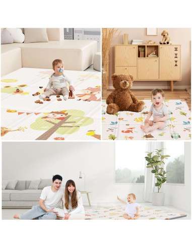 Alfombra de Juego para Bebés 127x127 cm Beige - Espuma Antideslizante