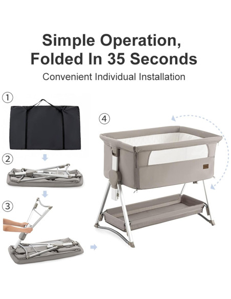 Cuna Lateral Plegable SteAnny SA8010 para Bebé 0-6M Caqui Cuna Lateral Plegable SteAnny SA8010 para Bebé 0-6M Caqui
