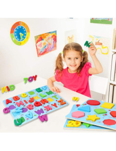 Juego de Rompecabezas de Letras y Números GEMEM - 3 Tableros Educativos 2