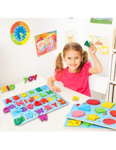Juego de Rompecabezas de Letras y Números GEMEM - 3 Tableros Educativos