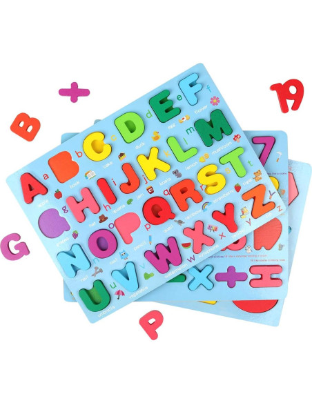 Juego de Rompecabezas de Letras y Números GEMEM - 3 Tableros Educativos Juego de Rompecabezas de Letras y Números GEMEM - 3 Tableros Educativos