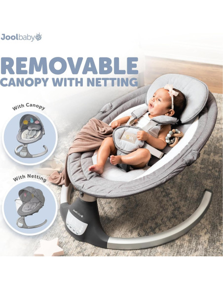 Balanceo Infantil Motorizado Jool Baby Nova Gris - Bluetooth, 10 Melodías Balanceo Infantil Motorizado Jool Baby Nova Gris - Bluetooth, 10 Melodías