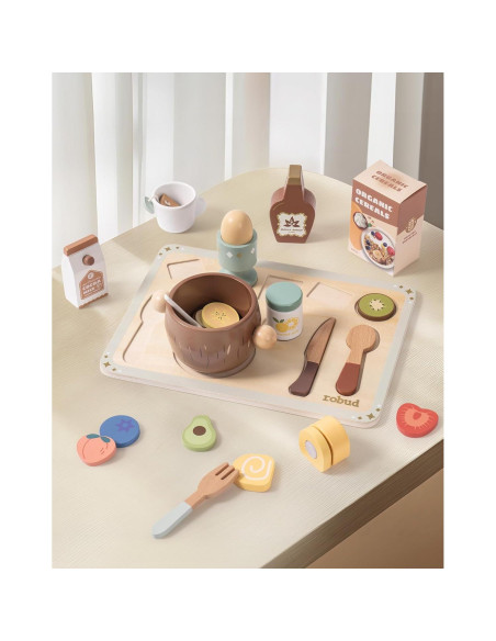Juego de Comida de Madera ROBUD 31 Piezas para Niños Juego de Comida de Madera ROBUD 31 Piezas para Niños