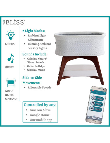 Cuna Inteligente TruBliss BA501-SBA Lateral Automática con Sonidos