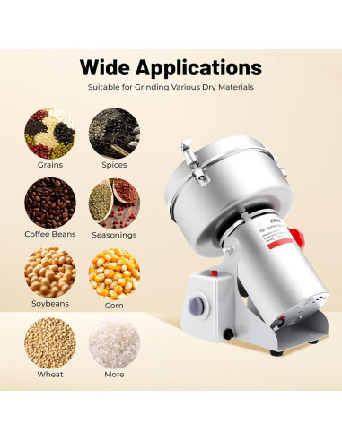 Molinillo Eléctrico de Granos GOSHET 2500g Acero Inoxidable