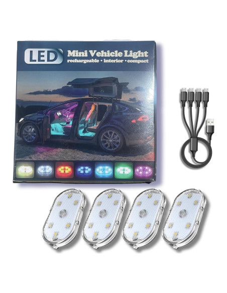 Luces LED recargables Harth para interior de automóvil - 4 piezas Luces LED recargables Harth para interior de automóvil - 4 piezas