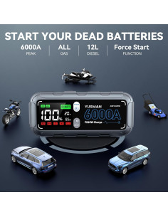 Arrancador de Batería YUSMAN 6000A 26800mAh 12V Portátil 2