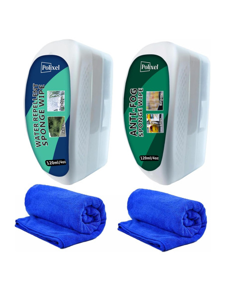Kit Repelente de Agua y Antivaho Polixel - 2 Esponjas para Cristales Kit Repelente de Agua y Antivaho Polixel - 2 Esponjas para Cristales