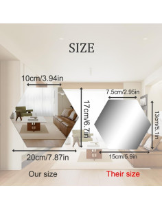 Espejos Adhesivos Hexagonales MCLEULLA 12 Pcs 10 cm Oro 2