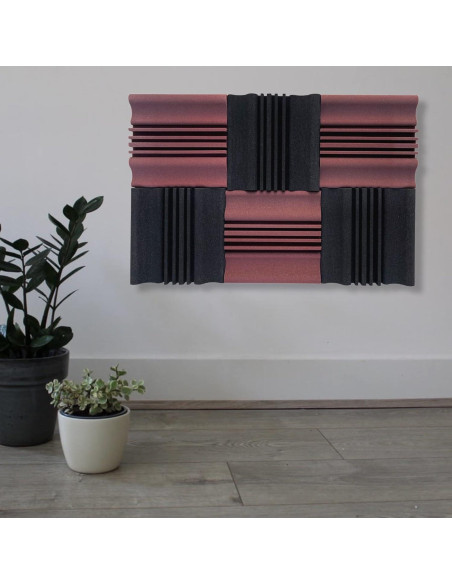 Panel de Pared Acústico YGM Wave - Pack de 6, 30x30 cm, Café y Negro Panel de Pared Acústico YGM Wave - Pack de 6, 30x30 cm, Café y Negro