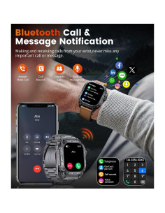 Reloj Inteligente LIGE Militar 1.96" AMOLED 5ATM Negro 2