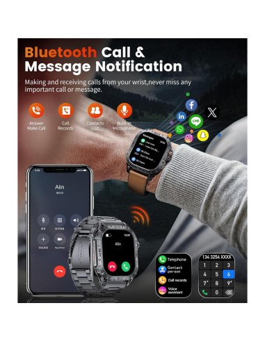 Reloj Inteligente LIGE Militar 1.96" AMOLED 5ATM Negro