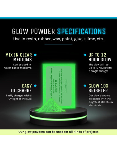 Polvo Fluorescente que Brilla en la Oscuridad Art 'N Glow 120g