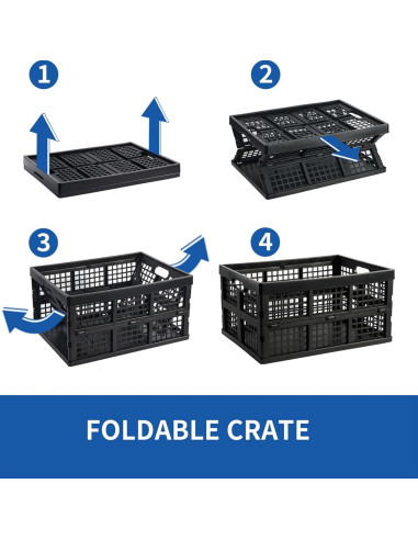 Paquete de 3 Cajas de Almacenamiento Plegables Aebekier 30L Negro