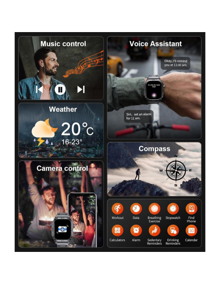 Reloj Inteligente LIGE Militar 1.96" AMOLED 5ATM Negro Reloj Inteligente LIGE Militar 1.96" AMOLED 5ATM Negro