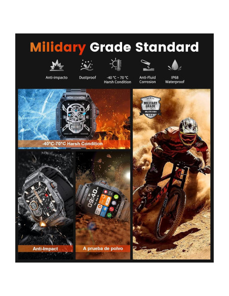 Reloj Inteligente LIGE Militar 1.96" AMOLED 5ATM Negro Reloj Inteligente LIGE Militar 1.96" AMOLED 5ATM Negro