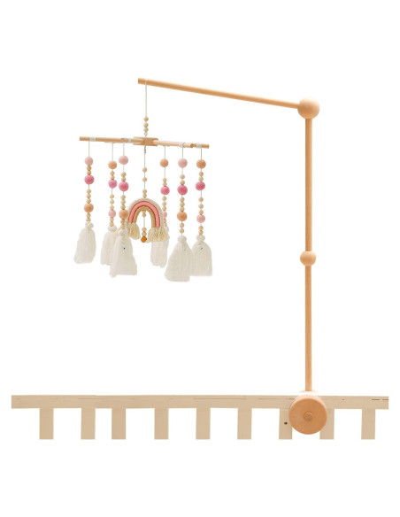Móvil de Cuna HZHT Arcoíris de Fieltro y Madera Rosa Móvil de Cuna HZHT Arcoíris de Fieltro y Madera Rosa