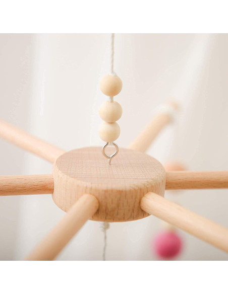 Móvil de Cuna HZHT Arcoíris de Fieltro y Madera Rosa Móvil de Cuna HZHT Arcoíris de Fieltro y Madera Rosa