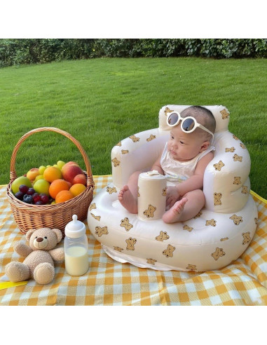 Silla Inflable para Bebé Momsnug con Bomba - Diseño Oso