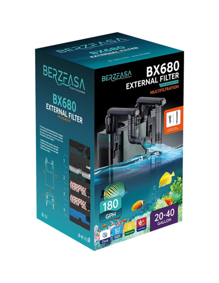 Filtro de Acuario Berzfasa BX680 680L/h para 75-150L Filtro de Acuario Berzfasa BX680 680L/h para 75-150L