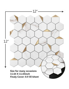 Azulejos Autoadhesivos KASARO Hexagonales Dorados 10 Piezas 30.5x30.5 cm 2