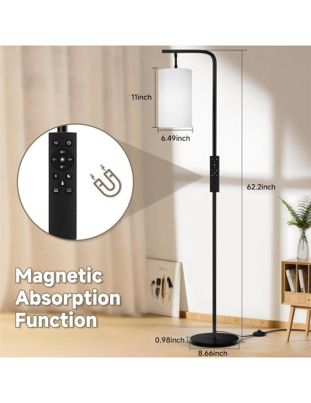 Lámpara de Pie LED Coucrek 158cm Control Remoto 9W Negra Lámpara de Pie LED Coucrek 158cm Control Remoto 9W Negra