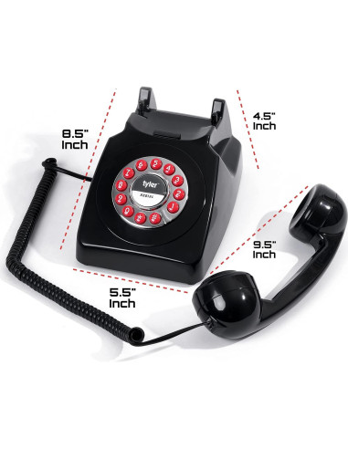 Teléfono de Línea Fija Retro Tyler TRP-1 con Botón de Redial