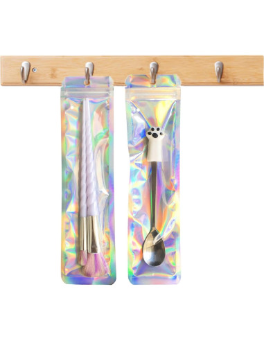 Paquete de 100 Bolsas Holográficas Reutilizables KALOVISEN 6x23cm