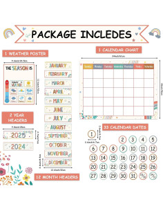 Conjunto de Calendario de Aula Boho QOUBAI 50 Piezas 2