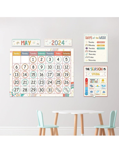 Conjunto de Calendario de Aula Boho QOUBAI 50 Piezas