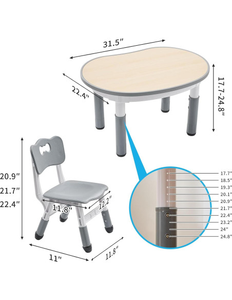 Conjunto de Mesa y Sillas Redondas Ajustables UNICOO para Niños Conjunto de Mesa y Sillas Redondas Ajustables UNICOO para Niños