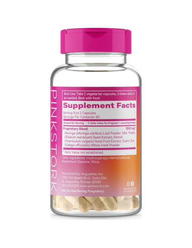 Suplemento de Lactancia Pink Stork - 180 Cápsulas con Moringa