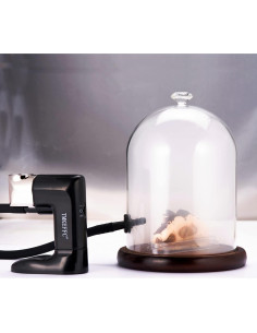 Cloche para Ahumar Comida y Bebidas TMKEFFC con Base de Madera 2