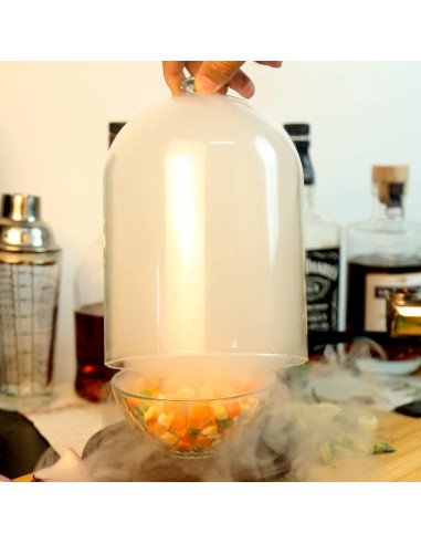 Cloche para Ahumar Comida y Bebidas TMKEFFC con Base de Madera