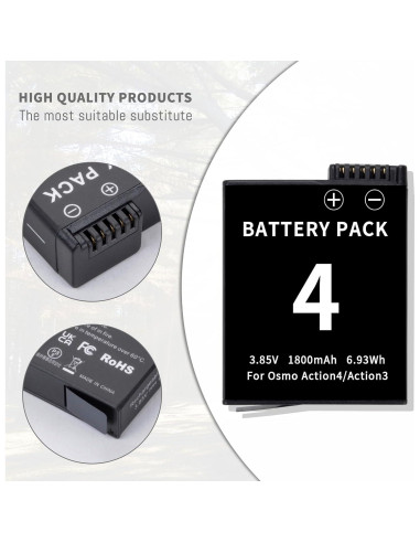 Kit Cargador Batería DJI Osmo Action 4/3 - 3 Baterías 1850mAh