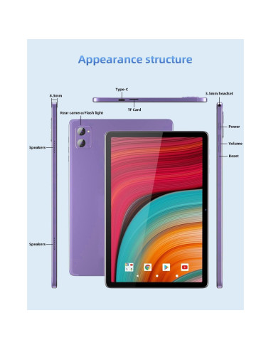 Tableta Android 10.1" JXCNSNW TYD-109pro 16GB RAM 256GB