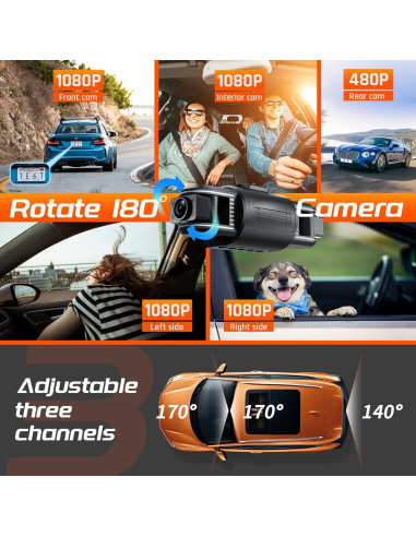 Cámara Dash 3 Canales iiwey T1-pro 1080P con Visión Nocturna