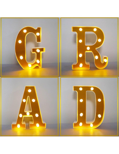 Luces de Graduación LED SVNVIOZ GRAD Dorado 21.5x18 cm