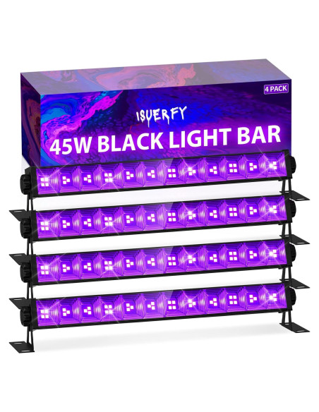 Paquete de 4 Luces Negras LED ISUERFY 45W para Fiestas Paquete de 4 Luces Negras LED ISUERFY 45W para Fiestas