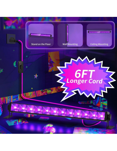 Paquete de 4 Luces Negras LED ISUERFY 45W para Fiestas