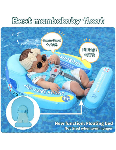 Flotador Mambobaby Azul Barco con Toldo Solar Ajustable 3-24 meses