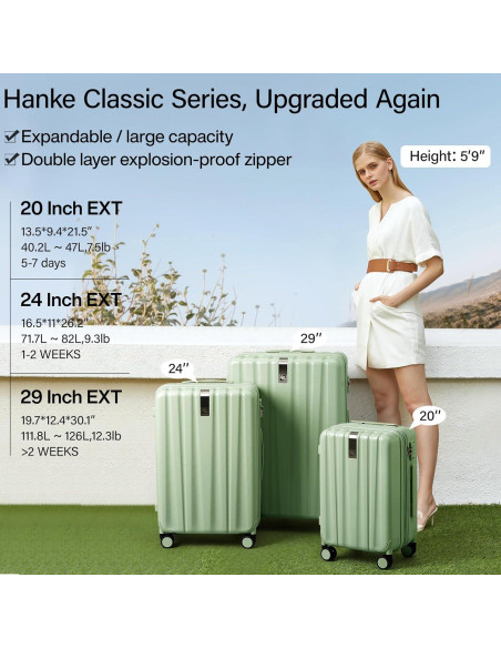 Conjunto de Equipaje Duro Expandible Hanke 2 Piezas 20/29" Verde Conjunto de Equipaje Duro Expandible Hanke 2 Piezas 20/29" Verde
