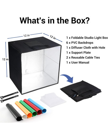 Caja de Luz Portátil Yanuoda 30.48cm con 120 LEDs y 6 Fondos